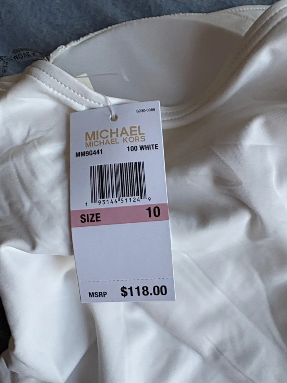 michael michael kors white one shoulder one piece swimsuit size 10 nwt